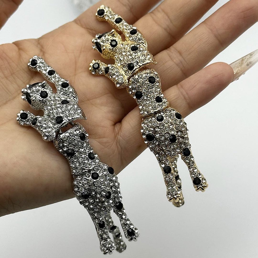 Broche articulée guépard à pois noirs sertie de diamants - image 3