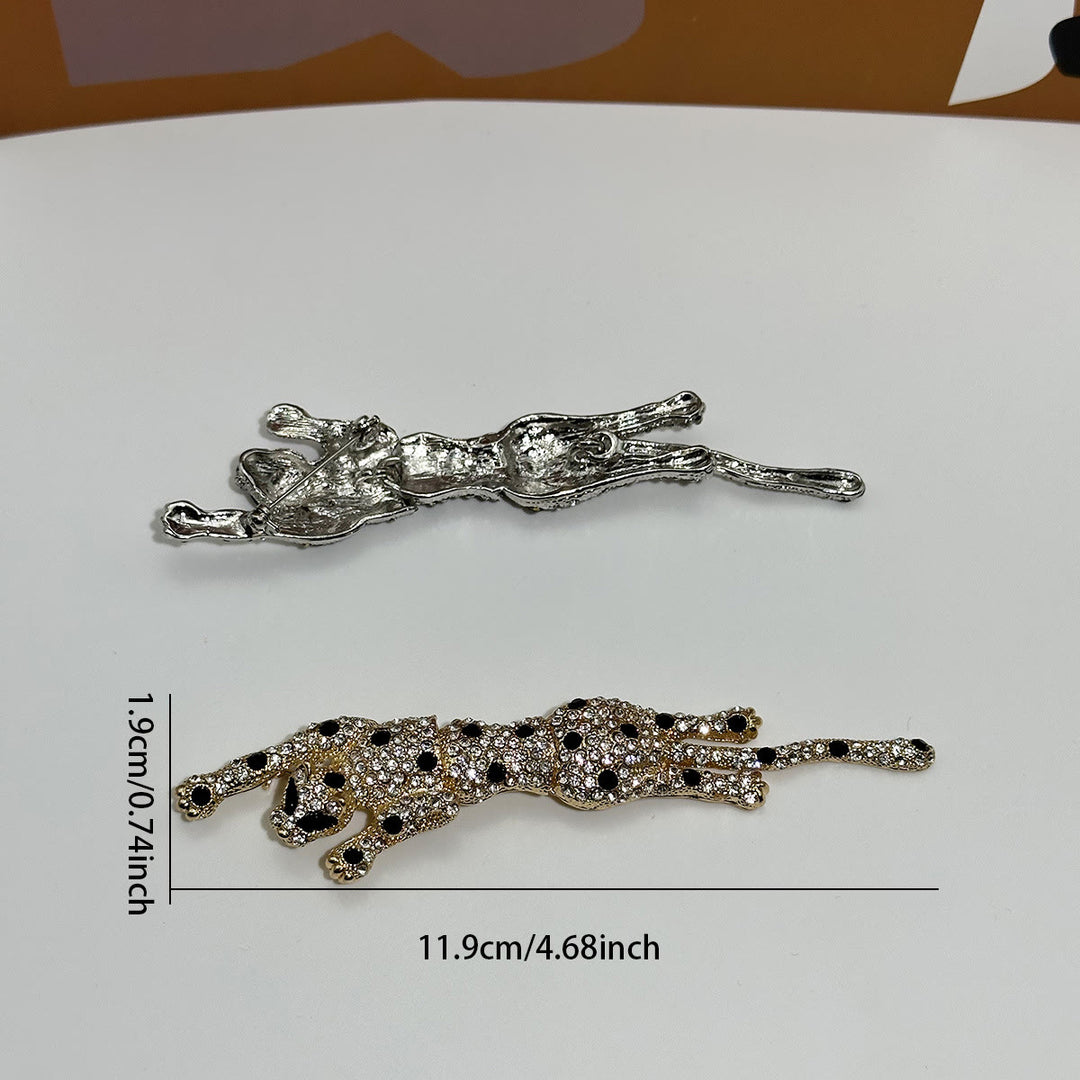 Broche articulée guépard à pois noirs sertie de diamants - image 5