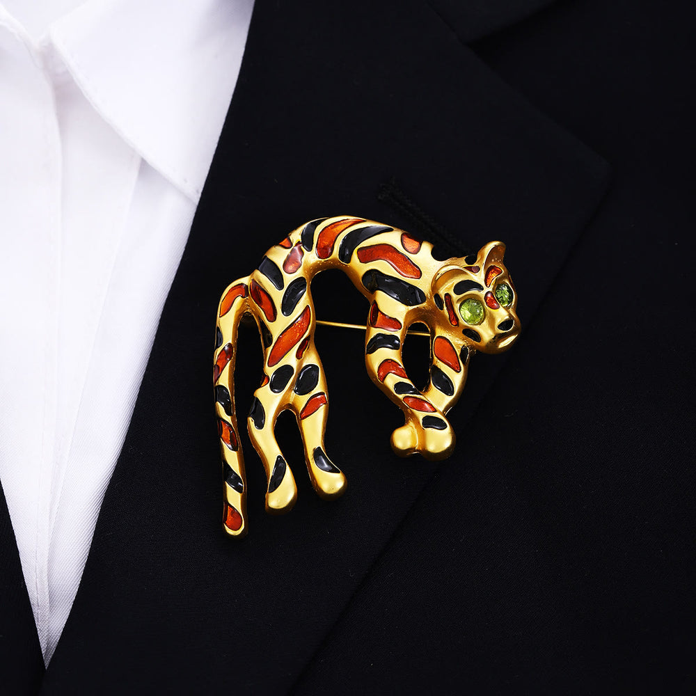 Accessoire de broche léopard coloré de style ancien moyen avec gouttes d'huile - image 1
