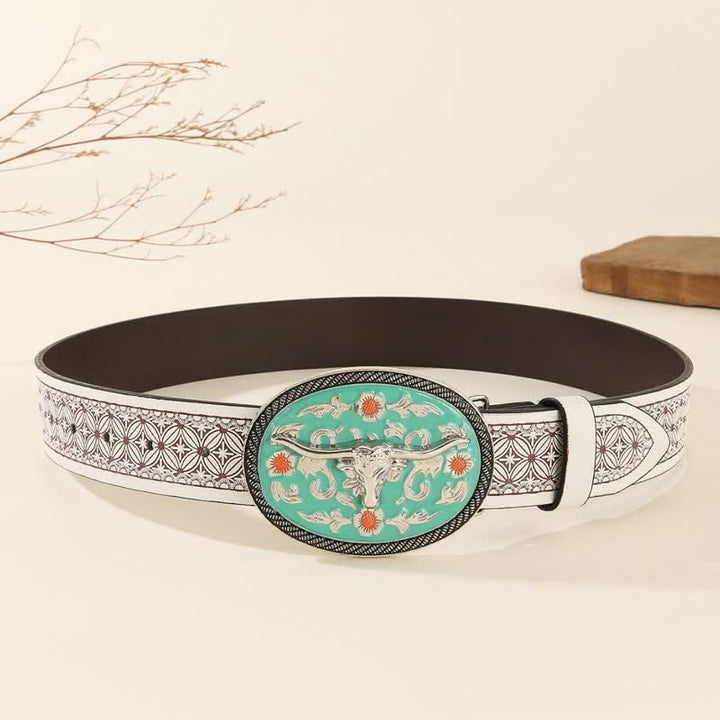Ceinture en cuir gaufré à boucle turquoise Longhorn Bull - image 3