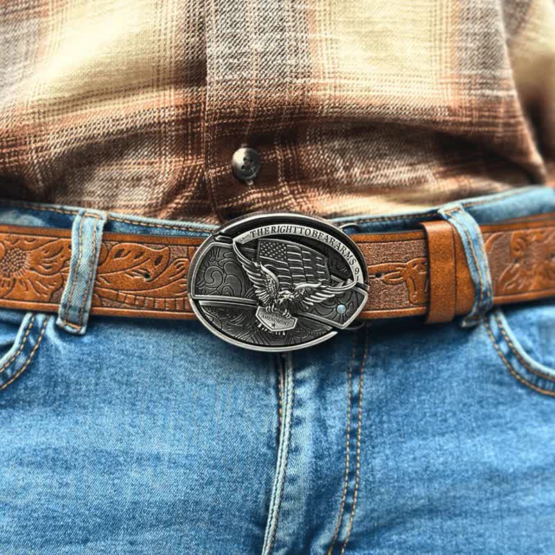 Ceinture en cuir pour homme avec couteau pliant caché et drapeau américain - image 2