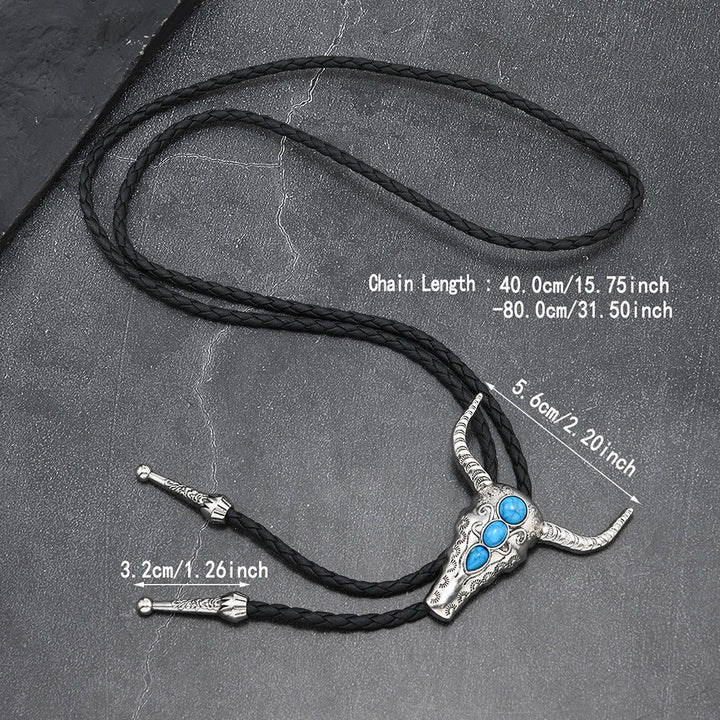 Bolo Tie Pendentif Taureau Turquoise Occidental - image 3