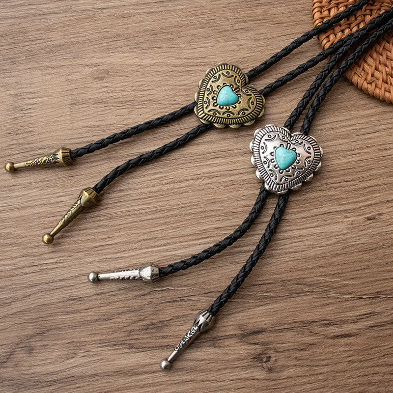 Cravate bolo créative avec pendentif turquoise en forme de cœur - image 1