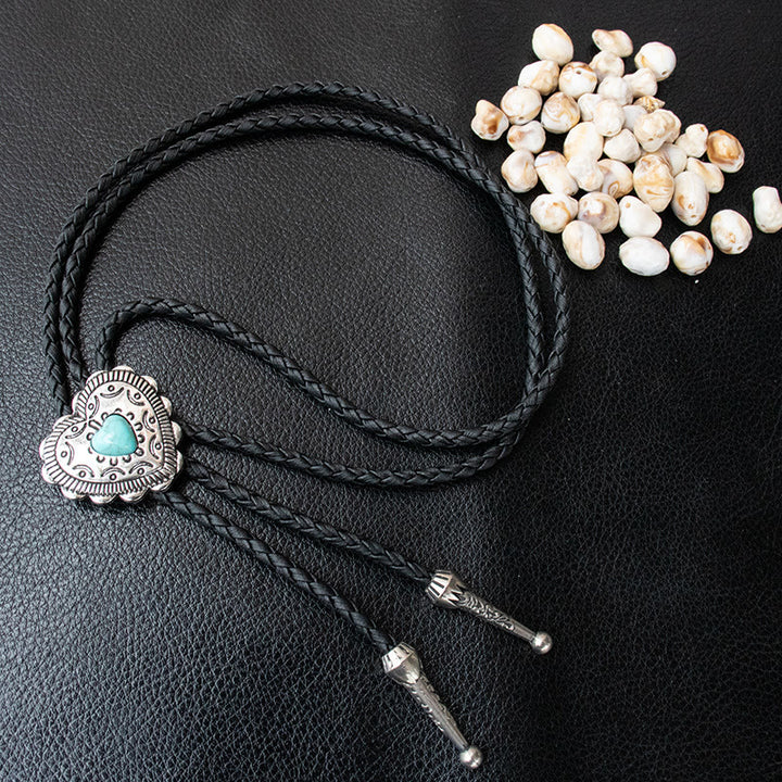 Cravate bolo créative avec pendentif turquoise en forme de cœur - Argent - image 3