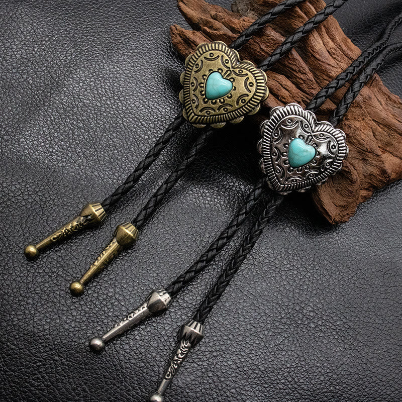 Cravate bolo créative avec pendentif turquoise en forme de cœur - image 0