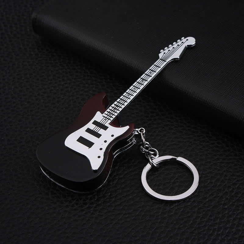 Porte-clés briquet au butane gonflable en forme de guitare - Noir - image 4