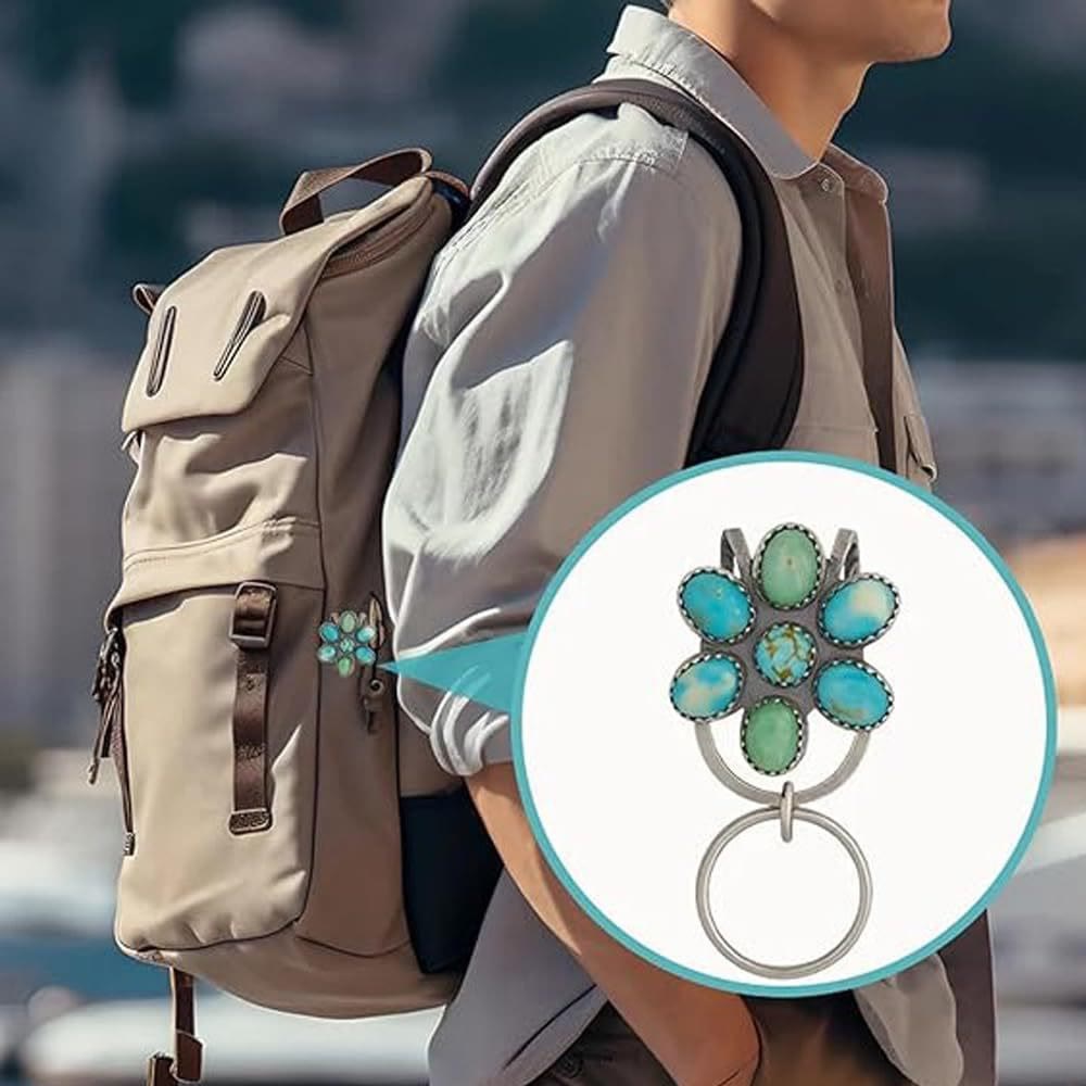Porte-clés à clip pour sac à fleurs turquoise, accessoire décoratif - image 3
