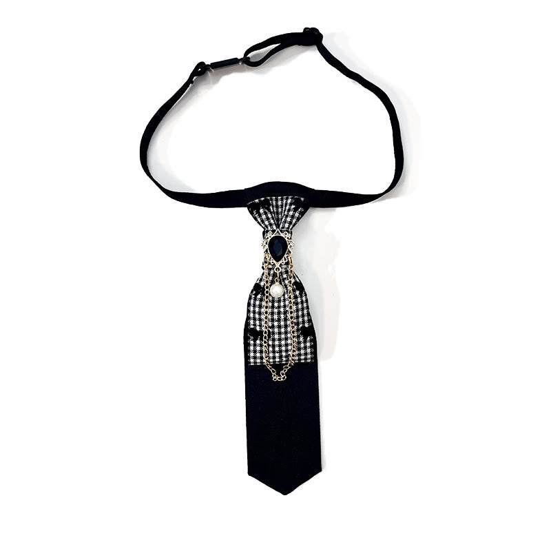 Cravate tendance pré-nouée en perles de pêche noires - Noir - image 0