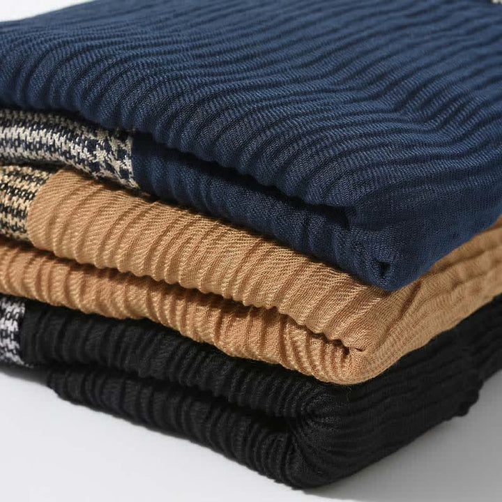 Écharpe douce froissée à motif patchwork pied-de-poule - image 3