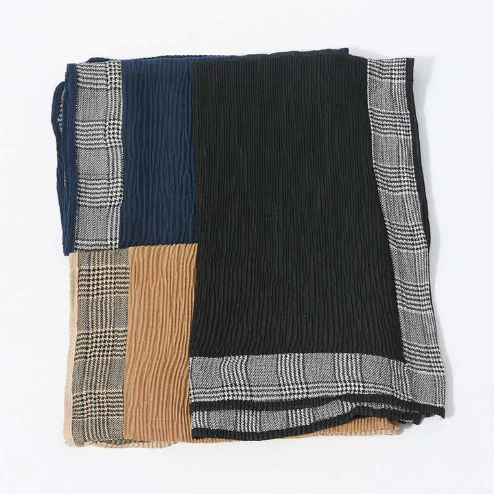 Écharpe douce froissée à motif patchwork pied-de-poule - image 4