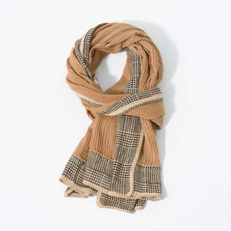 Écharpe douce froissée à motif patchwork pied-de-poule - image 9