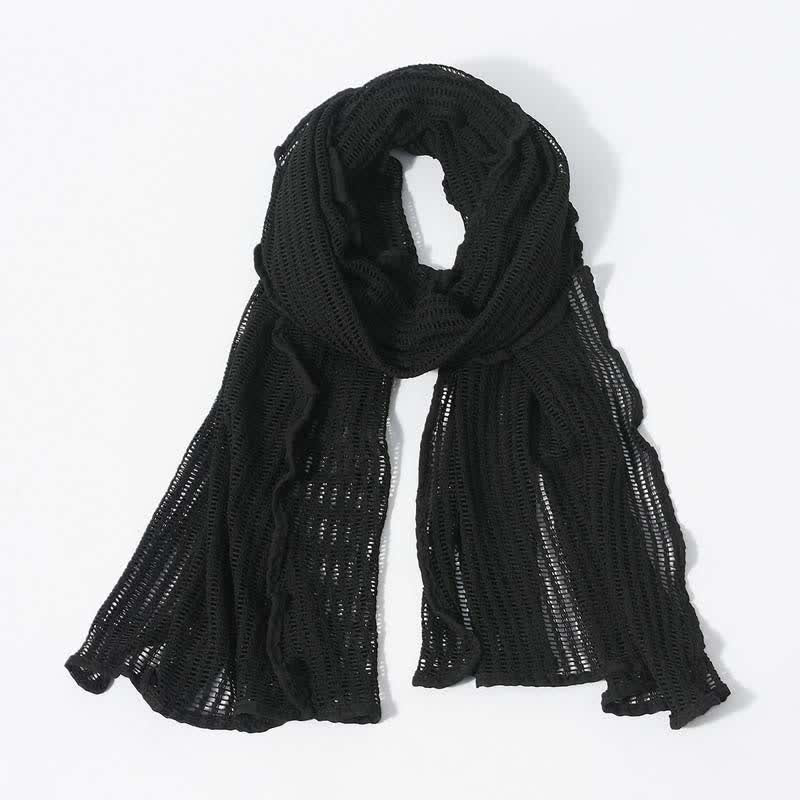 Écharpe en tricot élégante au design creux - Noir - image 5