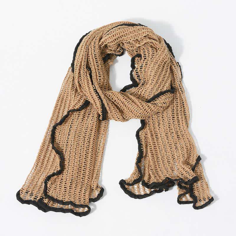 Écharpe en tricot élégante au design creux - Kaki - image 8
