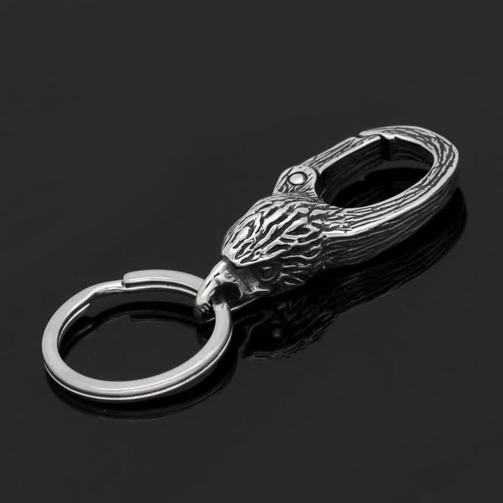 Porte-clés Viking à tête d'aigle symbole de liberté - Argent antique - image 0