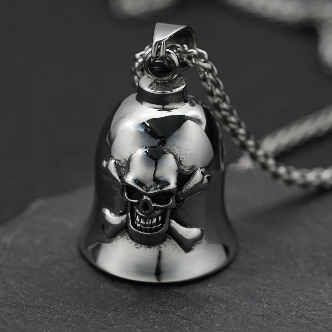 Porte-clés clochette crâne viking en argent - Porte-clés - image 0
