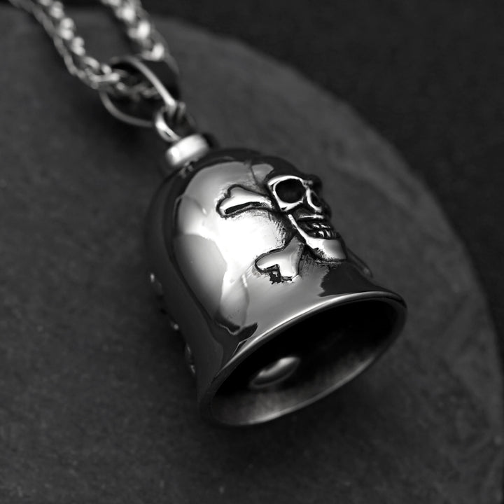 Porte-clés clochette crâne viking en argent - image 1