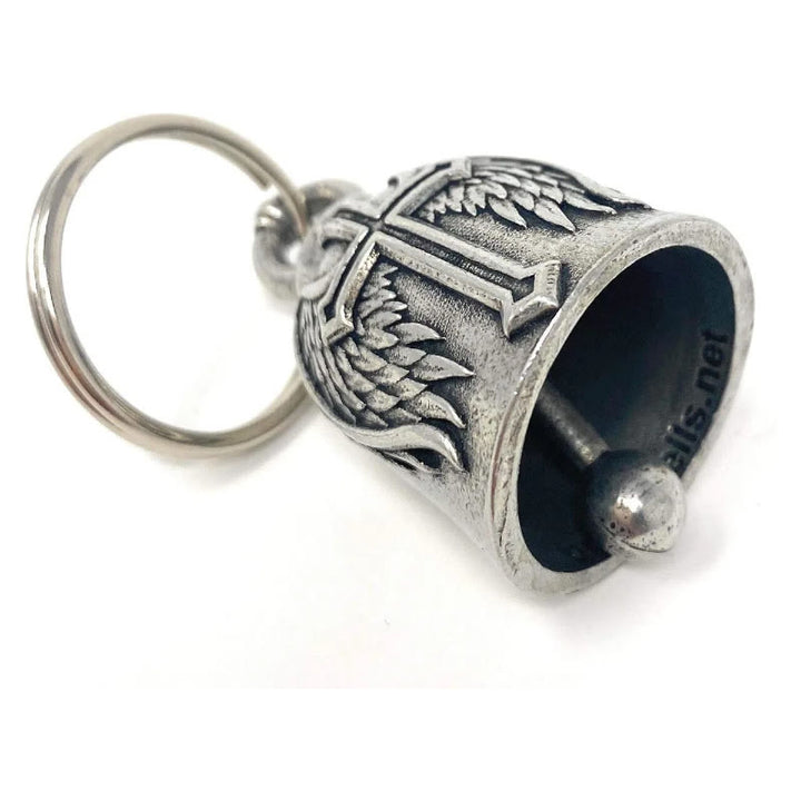 Porte-clés clochette en argent avec croix et ailes de Viking - image 4
