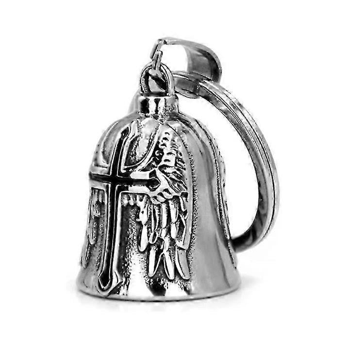 Porte-clés clochette en argent avec croix et ailes de Viking - image 3