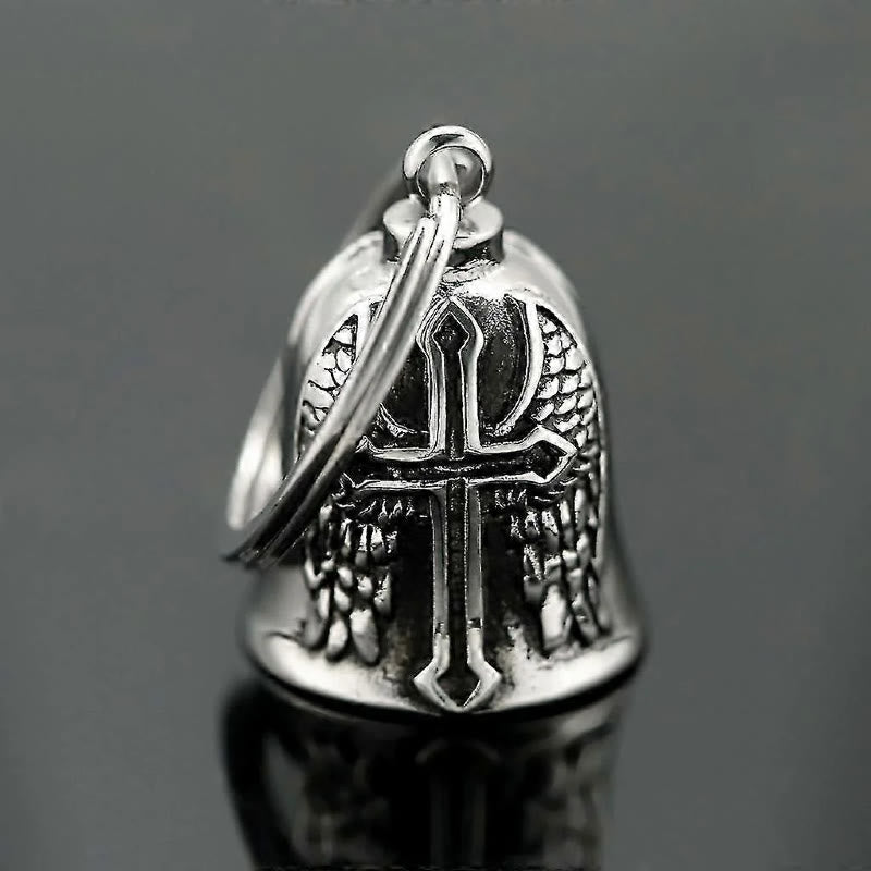 Porte-clés clochette en argent avec croix et ailes de Viking - Porte-clés - image 1