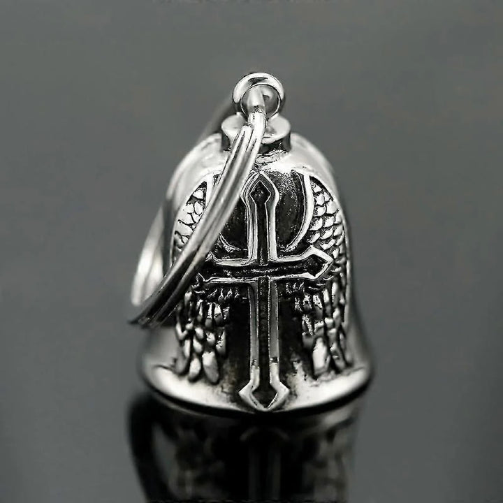 Porte-clés clochette en argent avec croix et ailes de Viking - Porte-clés - image 1