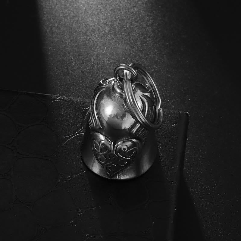 Porte-clés cloche en forme de cœur en argent vintage - image 5