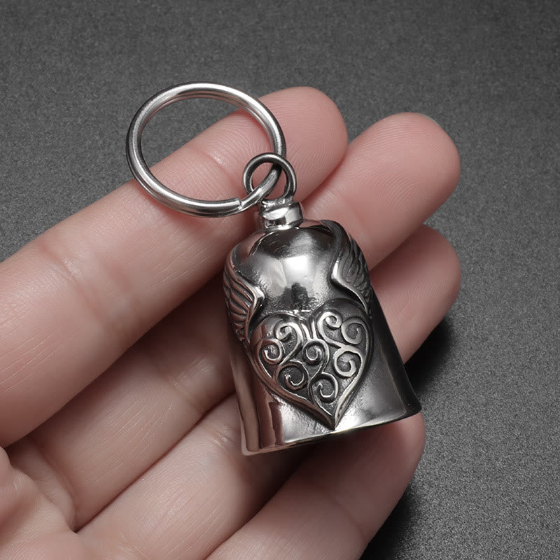 Porte-clés cloche en forme de cœur en argent vintage - image 4