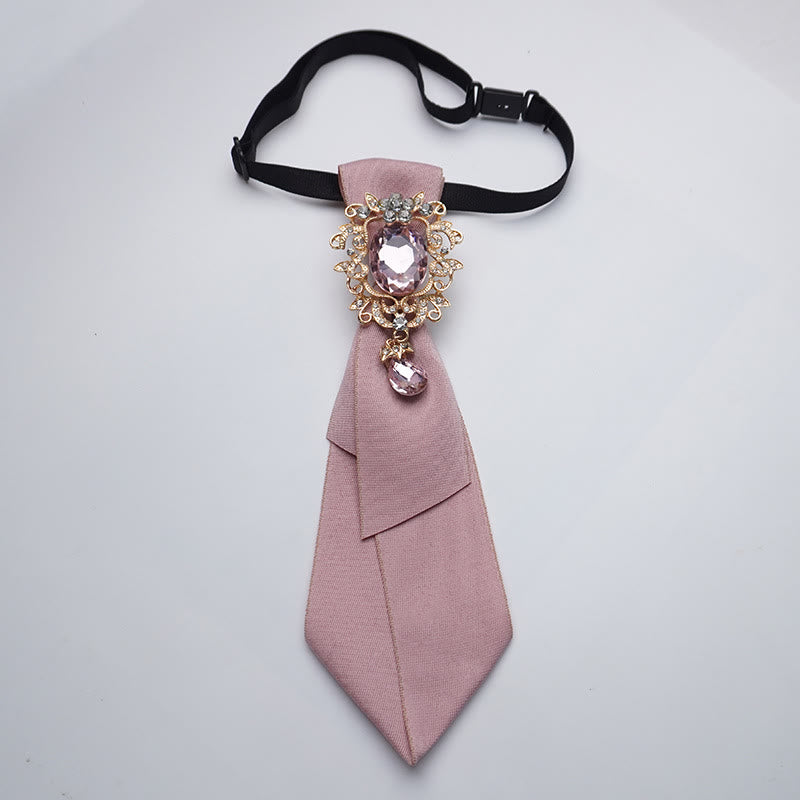 Cravate ajustable pour femme en cristal de couleur unie et diamant - Rose - image 0