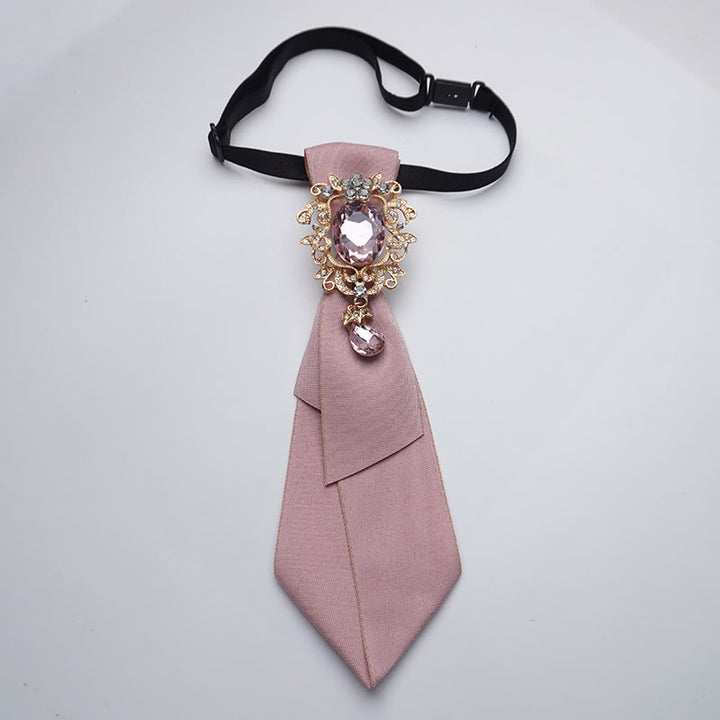 Cravate ajustable pour femme en cristal de couleur unie et diamant - Rose - image 0