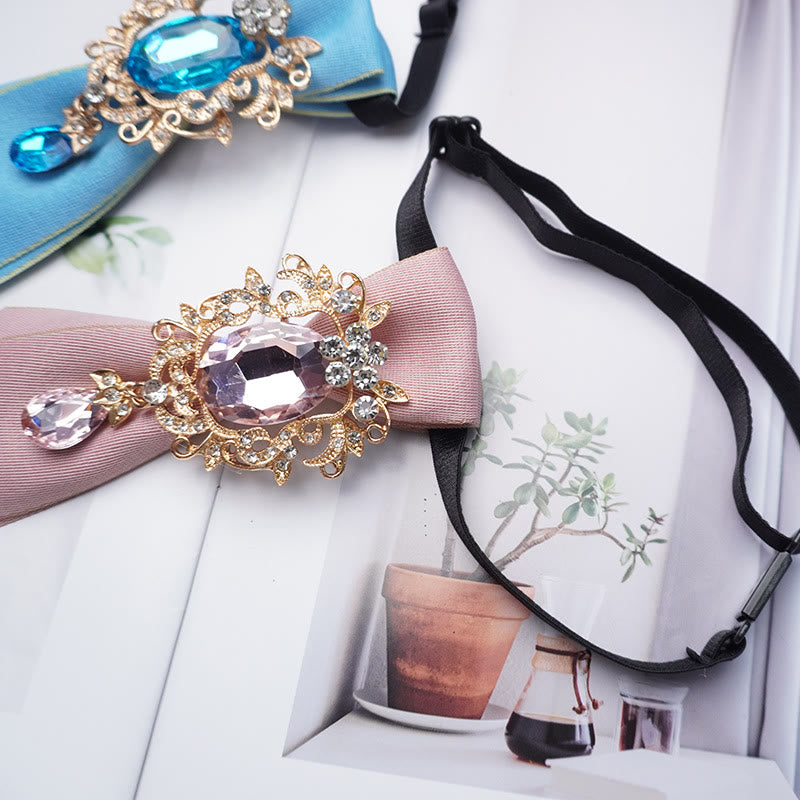 Cravate ajustable pour femme en cristal de couleur unie et diamant - image 2