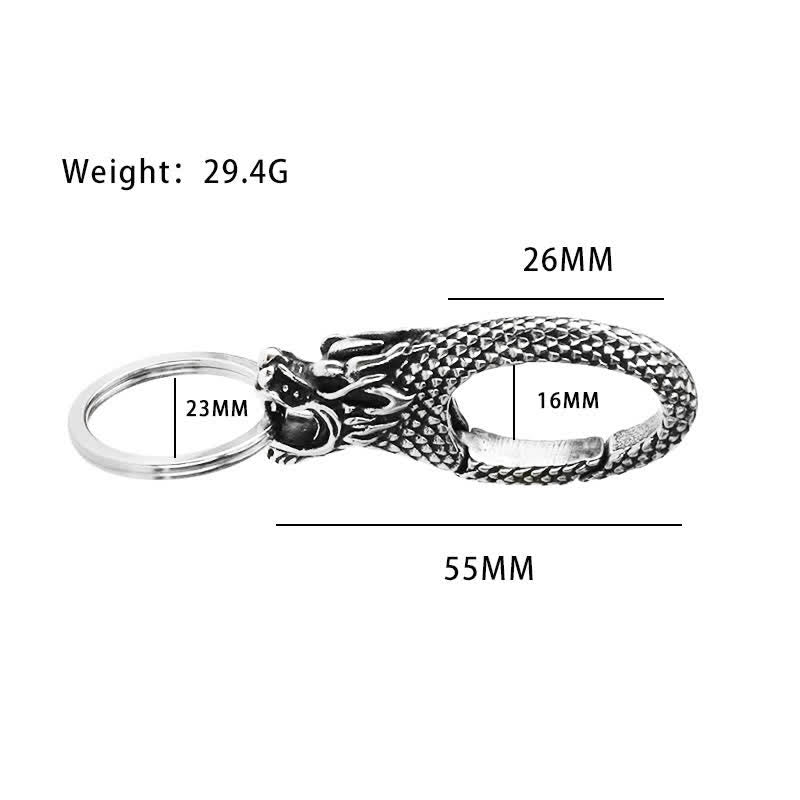 Porte-clés délicat en argent antique avec tête de dragon - image 5