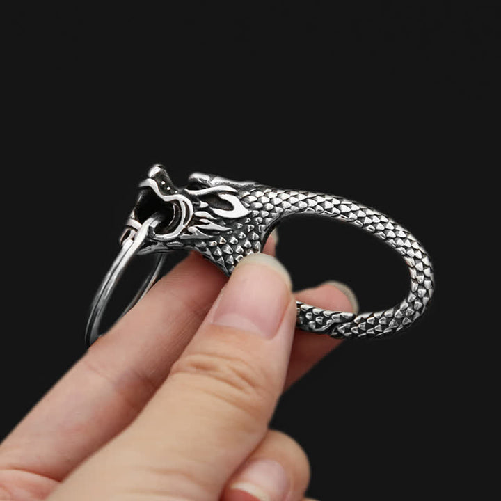 Porte-clés délicat en argent antique avec tête de dragon - image 1