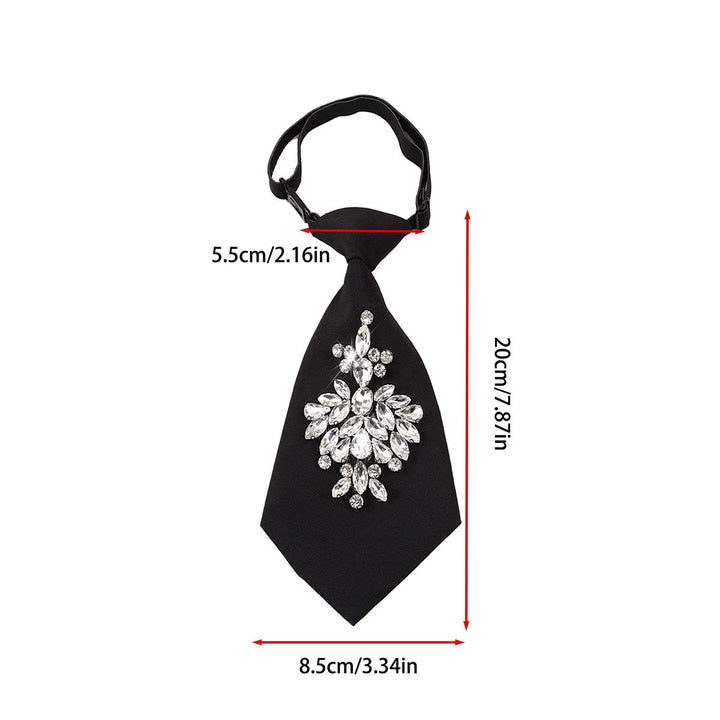 Cravate courte pré-nouée noire ajustable avec strass pour femme - image 3