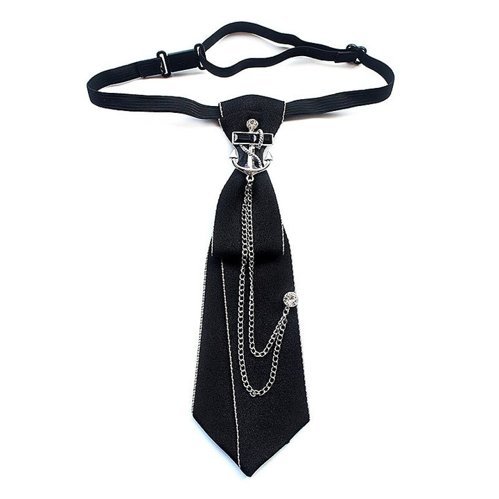 Cravate unisexe pré-nouée avec motif ancre de navire et bande réglable - Noir - image 5