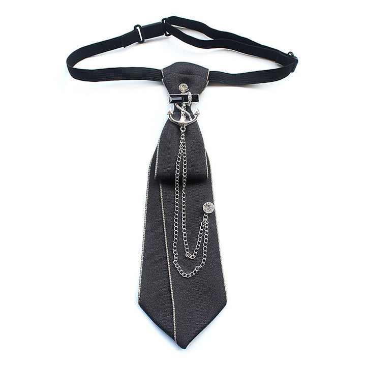 Cravate unisexe pré-nouée avec motif ancre de navire et bande réglable - Gris - image 6