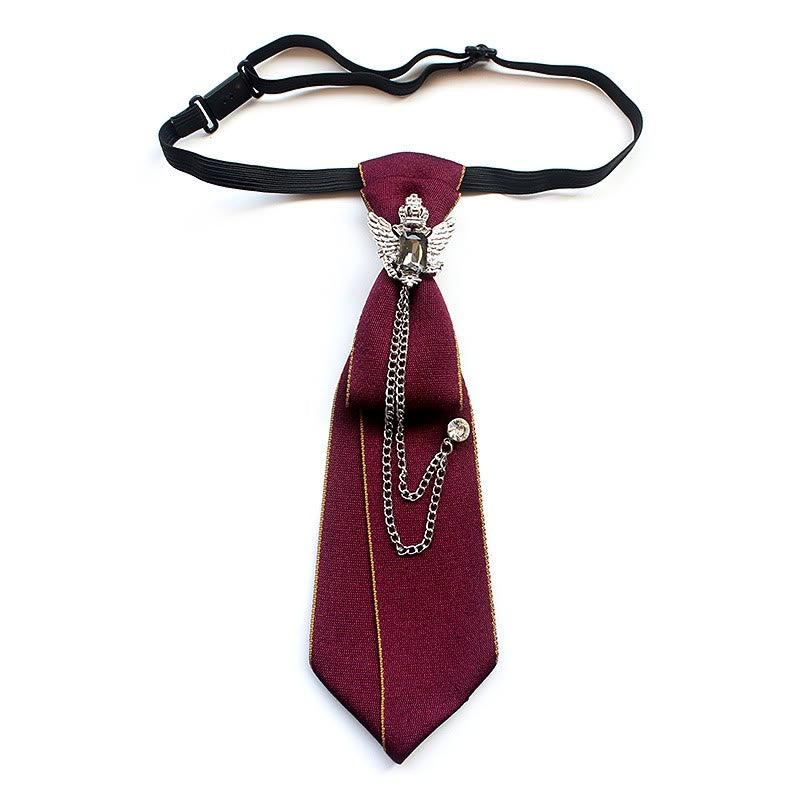 Cravate unisexe pré-nouée avec bande réglable et motif aigle à deux têtes - Rouge - image 0