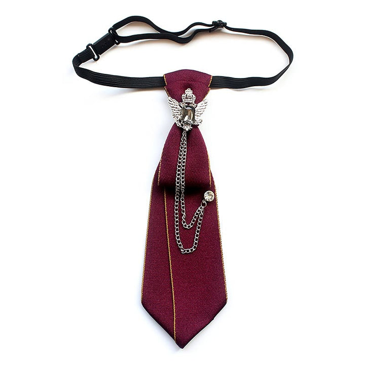 Cravate unisexe pré-nouée avec bande réglable et motif aigle à deux têtes - Rouge - image 0