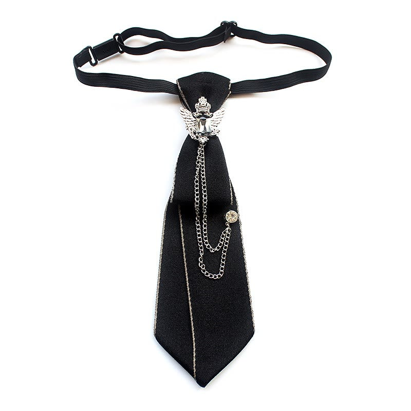 Cravate unisexe pré-nouée avec bande réglable et motif aigle à deux têtes - Noir - image 6