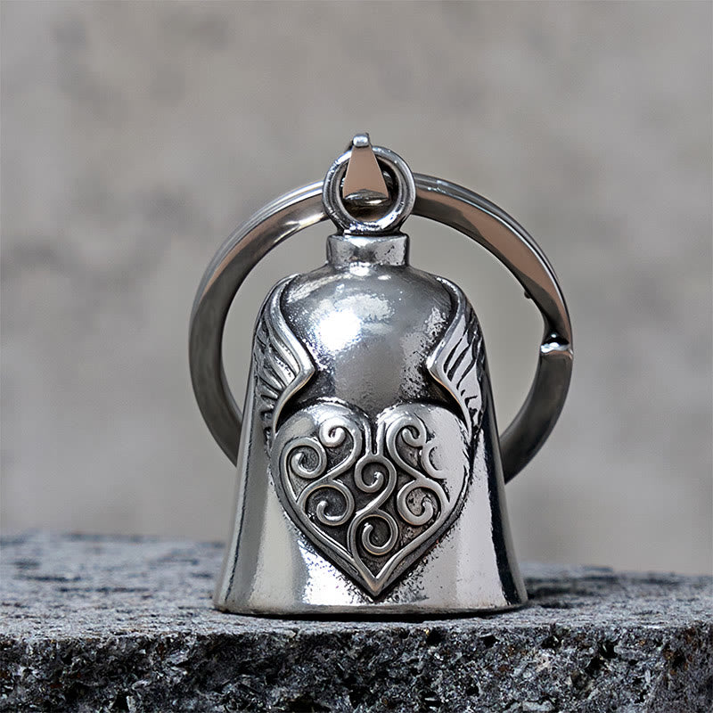 Porte-clés cloche en forme de cœur en argent vintage - Porte-clés - image 0