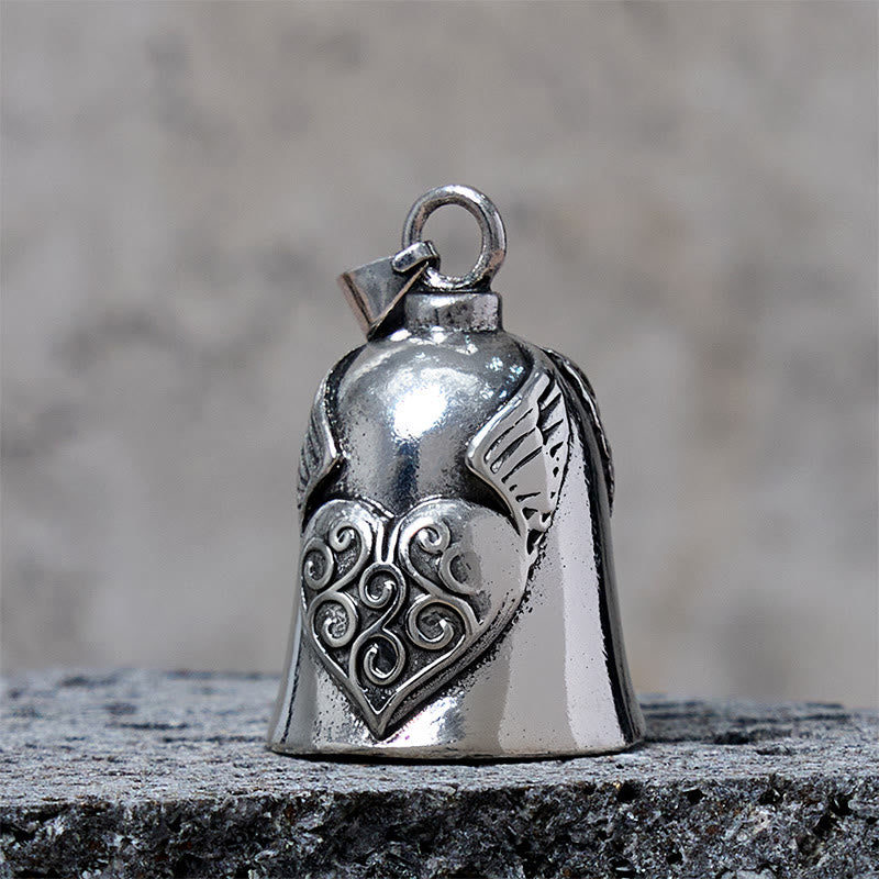 Porte-clés cloche en forme de cœur en argent vintage - image 3