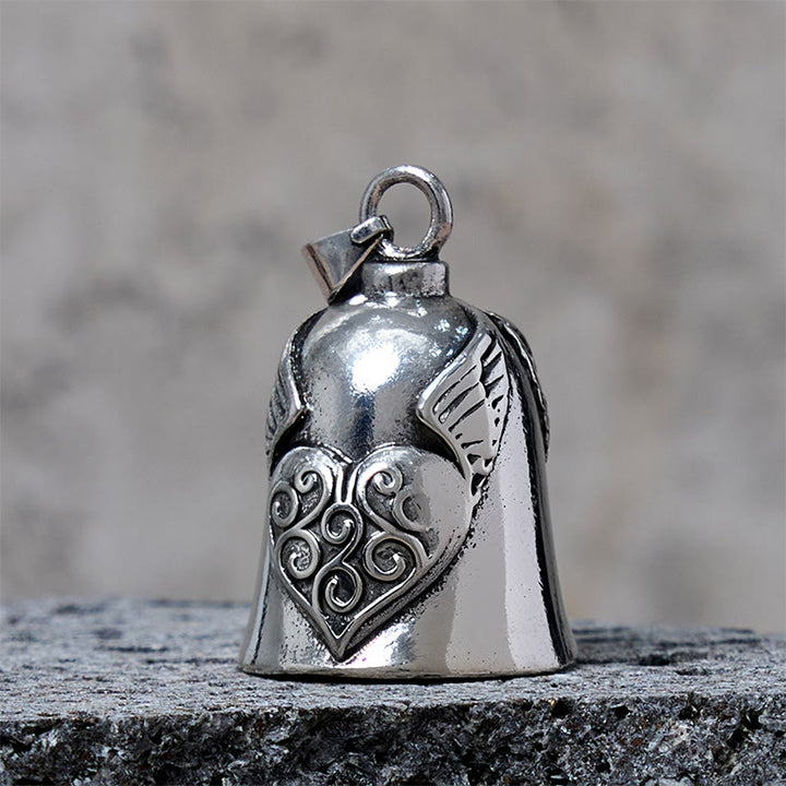 Porte-clés cloche en forme de cœur en argent vintage - image 3