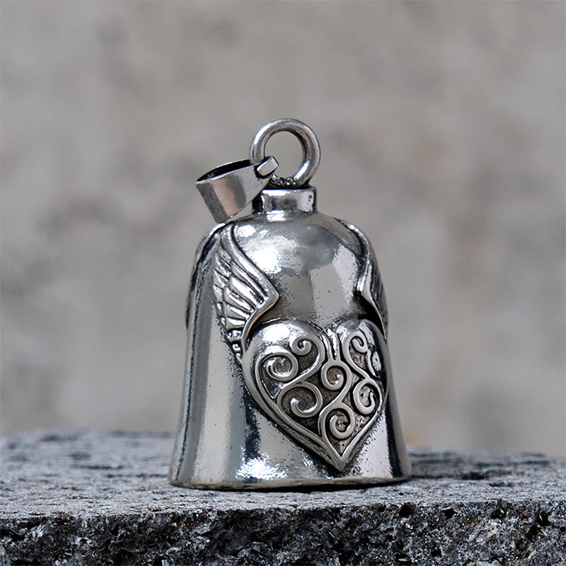 Porte-clés cloche en forme de cœur en argent vintage - image 2