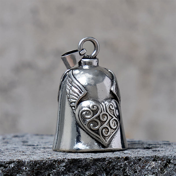 Porte-clés cloche en forme de cœur en argent vintage - image 2