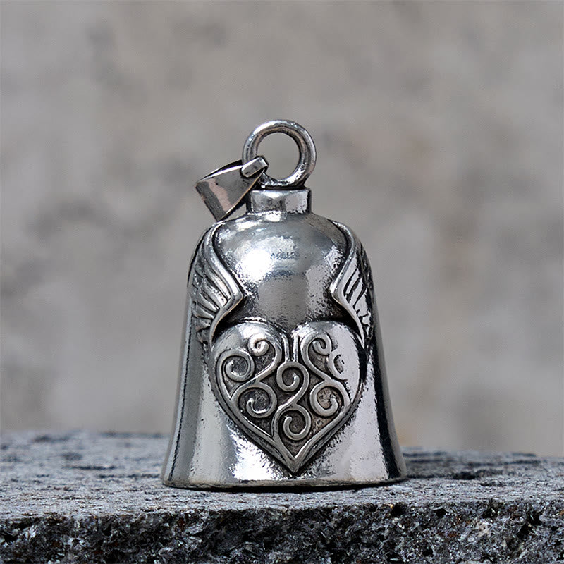 Porte-clés cloche en forme de cœur en argent vintage - Pendentif - image 1