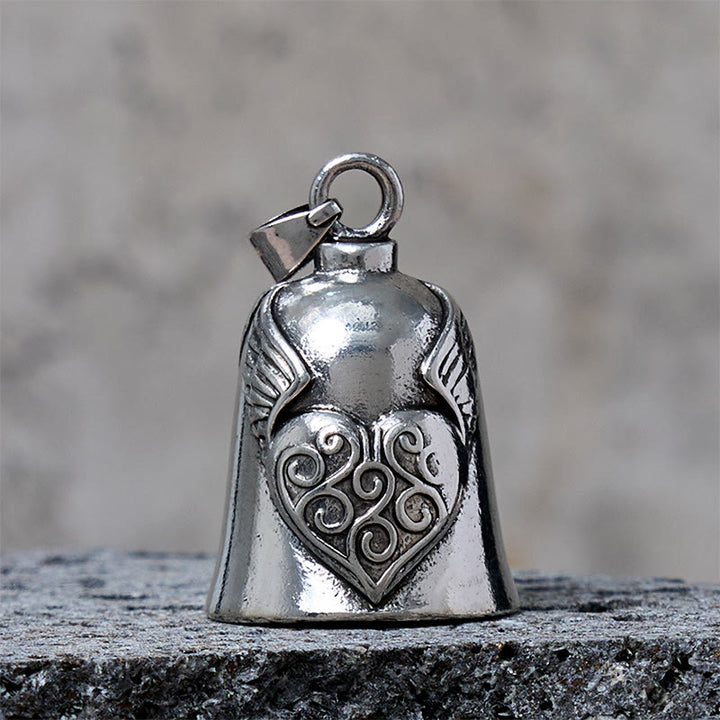 Porte-clés cloche en forme de cœur en argent vintage - Pendentif - image 1