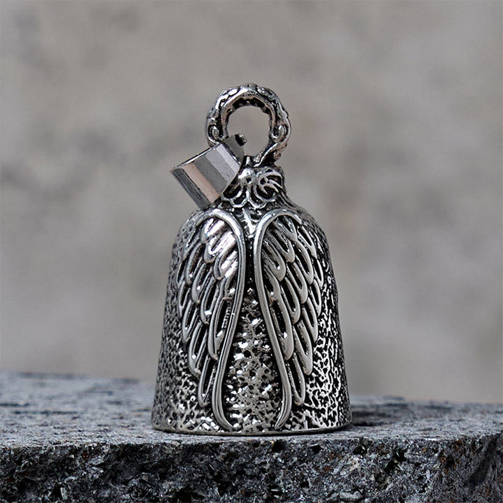 Porte-clés cloche de moto vintage en forme d'aile d'ange - Argent - Pendentif - image 1