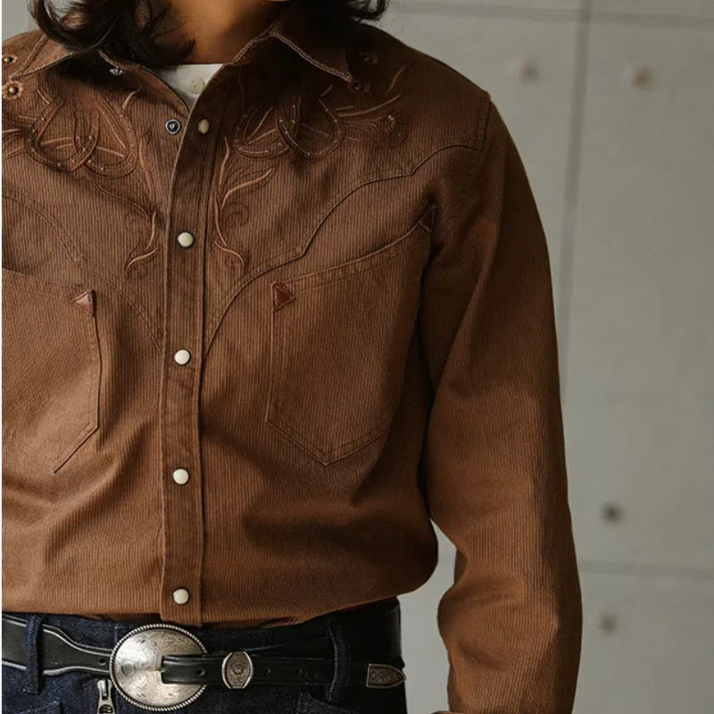 Chemise de cowboy western vintage à motifs floraux et rivets en fer à cheval - image 0