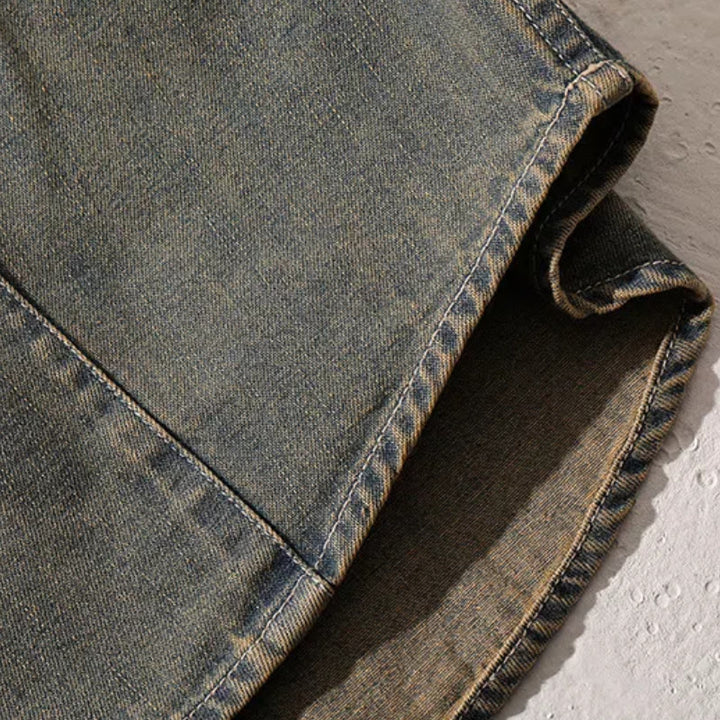 Chemise western cowboy en denim délavé brodée Gambler - image 9