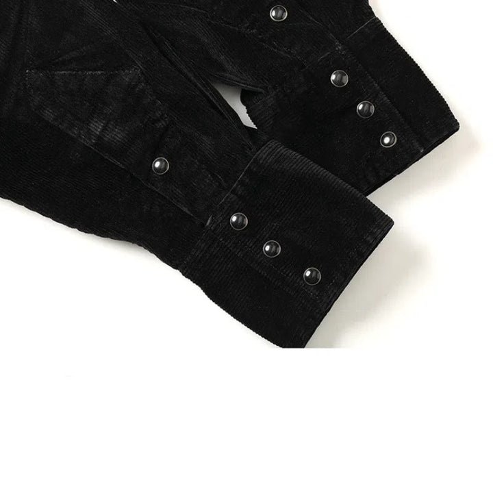 Chemise de cowboy western brodée en velours côtelé noir - image 6