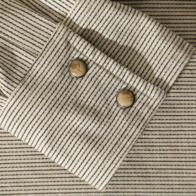Chemise de cowboy western vintage beige à rayures tissées - image 7
