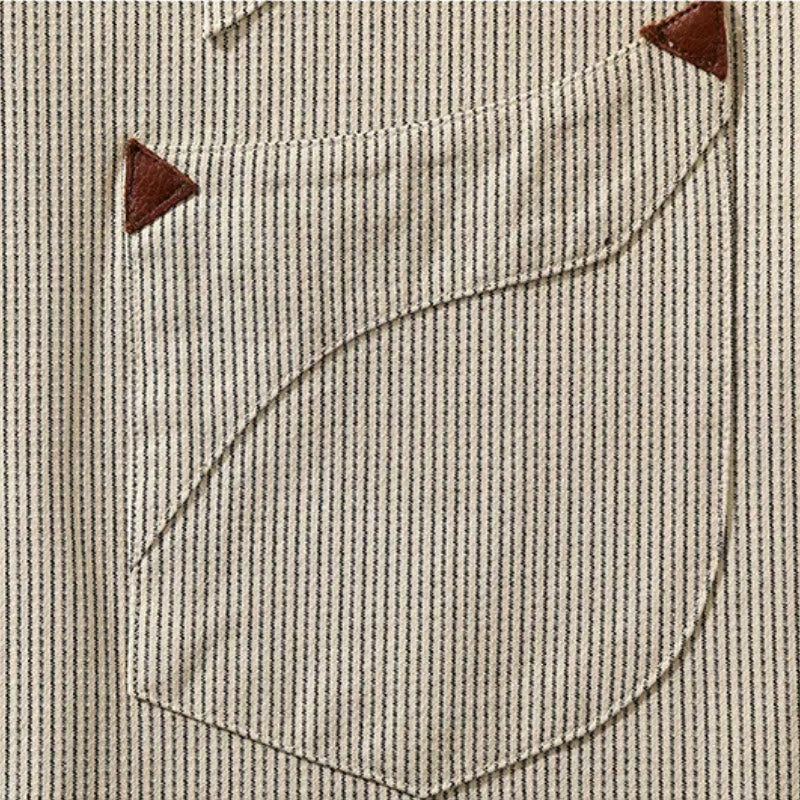 Chemise de cowboy western vintage beige à rayures tissées - image 5